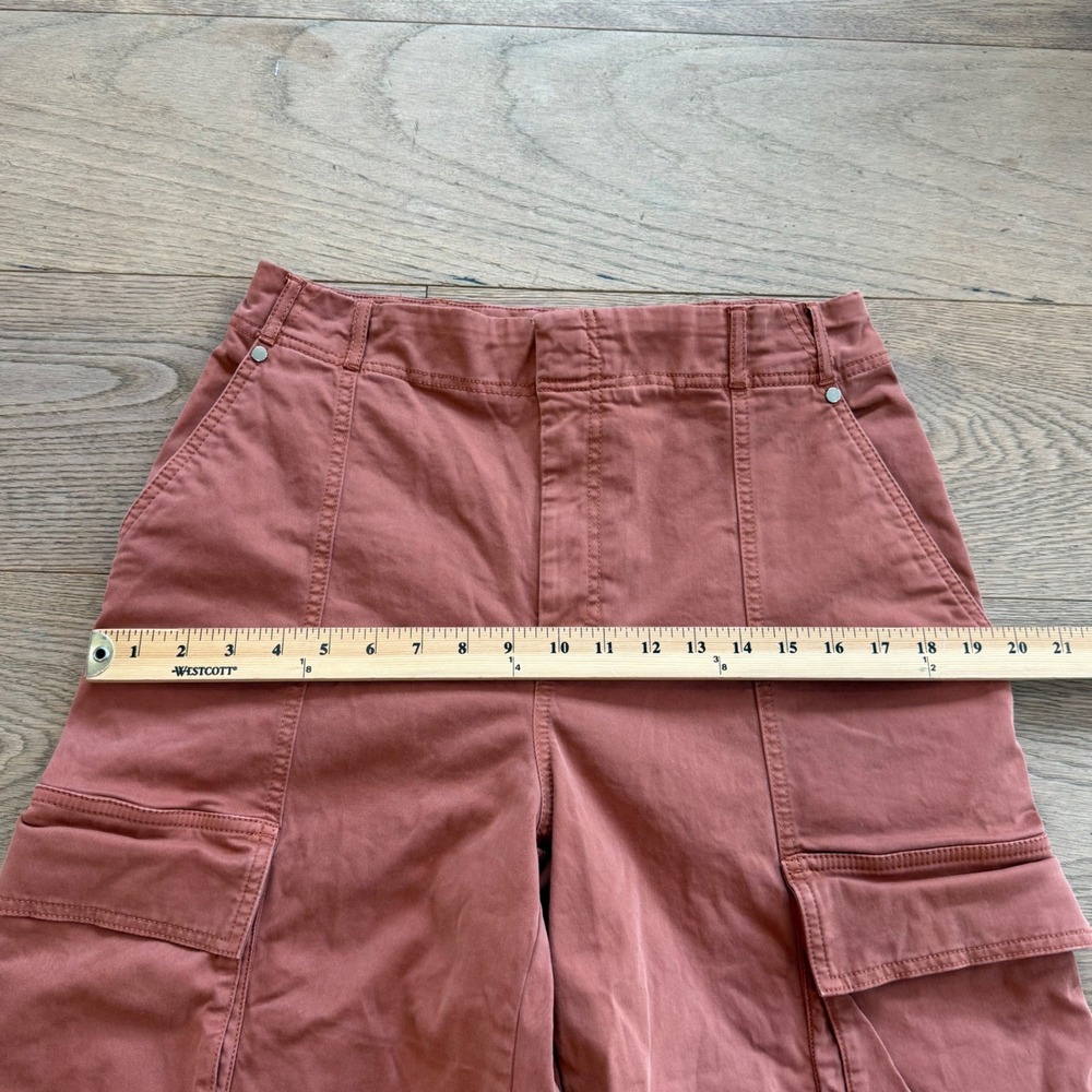 Maeve Cargo Long Bermuda Shorts Rust Orange Culottes Wide Leg Crop Pants Size 6 - Picture 6 of 9